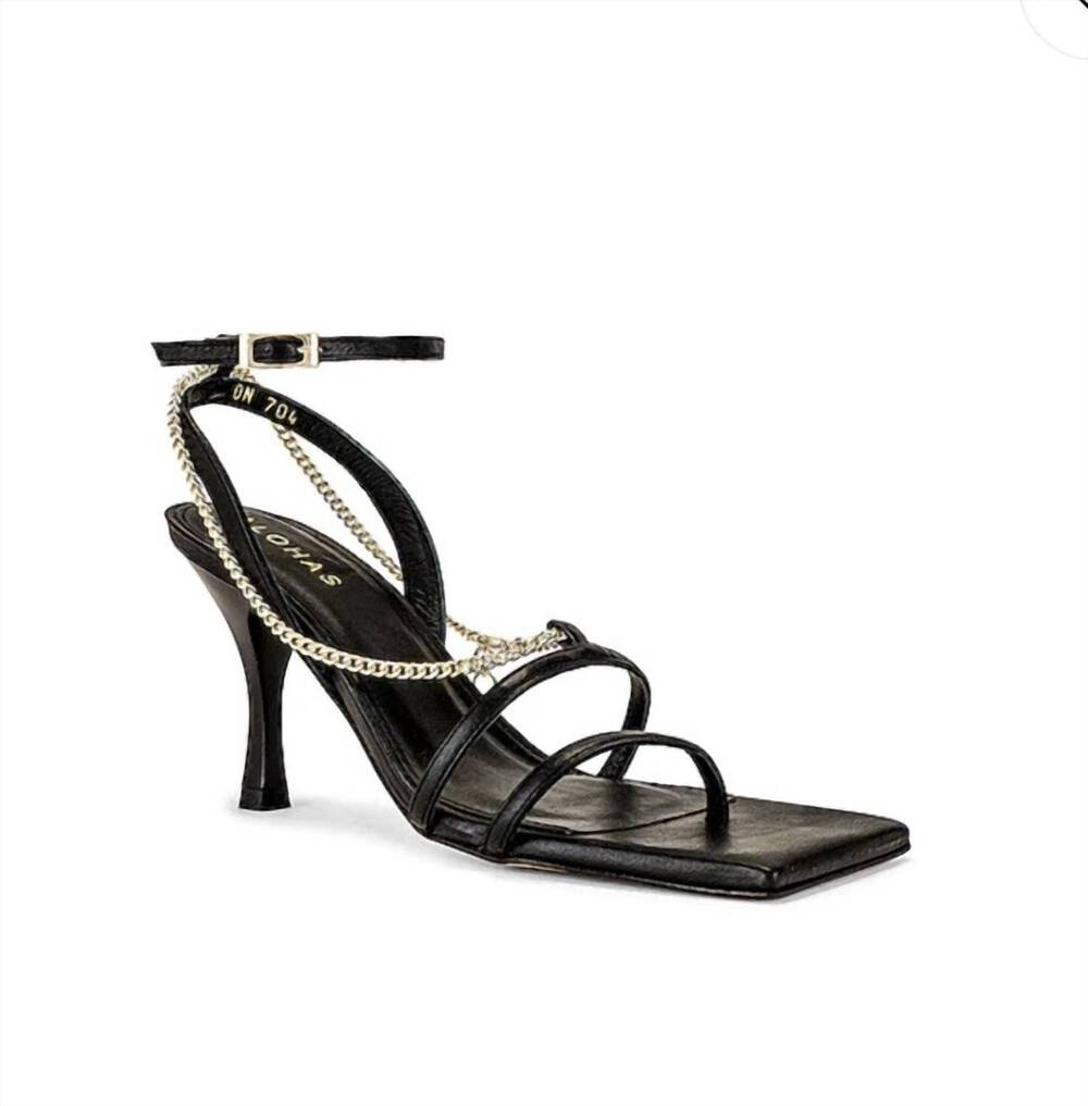 NEW ALOHAS women's straps chain heels in black